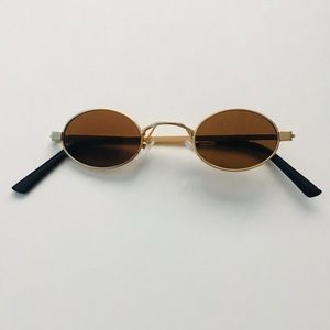 Brown/Gold 90s Small Oval Sunglasses